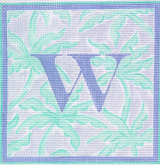 Lilly Letter – Palms – Periwinkle w/ Turquoise (Specify Letter Or Blank) ALL-02