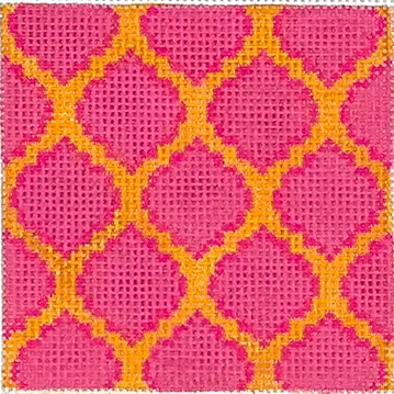 3” Square Insert – Quatrefoils – Tangerine & 2 Pinks INSSQ3-37