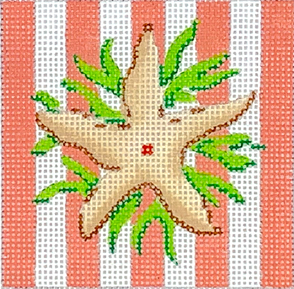 3” Square Insert – Starfish On Coral Cabana Stripes INSSQ3-33