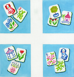 Set Of 4 Coasters – Mahjong Tiles – English Country Garden – Theme       CO4-62