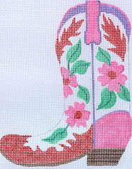Cowgirl Boot – Pink & Red Flowers (Pointing Left) CB-01L
