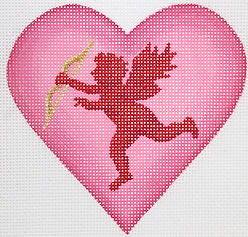 Valentine Mini Heart – Cupid With Bow & Arrow – Pinks, Red, & Gold OM-251