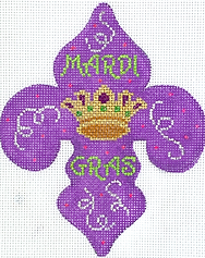 Mardi Gras Mini – “Mardi Gras” Fleur-De-Lys With Crown & Confetti OM-265