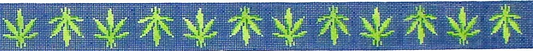 Belt – Weed Leaves – Navy With Green Leaves BL-421