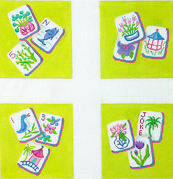 Set Of 4 Coasters – Mahjong Tiles – Chinoiserie Theme       CO4-63