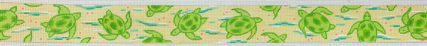 Belt – Lilly-Inspired Sea Turtles – Limes On Soft Lemon With Aquas & Pink BL-49