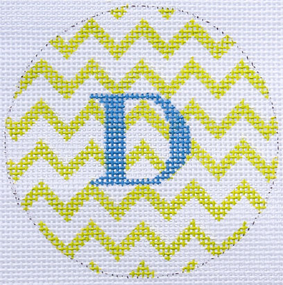Bright Disk Letter – Lime & White Zigzag w/ Bright Blue Letter (Specify Letter Or Blank) ALB-72