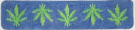 Cuff/Bookmark – Weed Leaves – Navy With Green Leaves CU-421