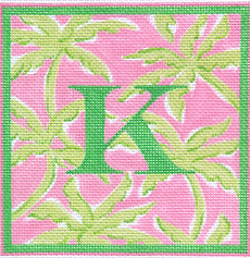 Lilly Letter – Palms – Pink w/ Greens (Specify Letter Or Blank) ALL-01