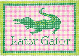 “Later Gator” w/ Gingham Bkgd. – Pinks & Greens DH-06