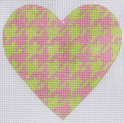 Mini Heart – Houndstooth – Lime w/ Sparkly Pink OM-09