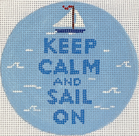 4” Round – Keep Calm & Sail On – On Sky Blue INSMC-63