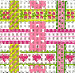 4” Square Insert – Woven Ribbons – Pinks & Greens INSSQ4-23
