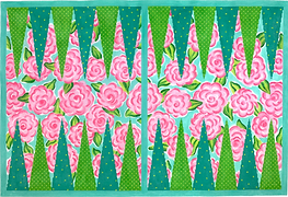 Backgammon Board Canvas – Lilly-Inspired Roses – Pinks, Greens & Turquoise BGB-03