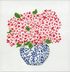 Blue Chinoiserie Pot w/ Pink Hydrangeas LB-PL-35
