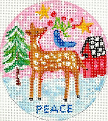 “Peace” Deer, Bird & Red House w/ Pink Sky JE-XM-01