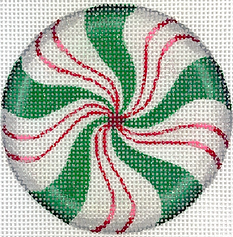 Christmas Ornament – Sparkly Green & Red Peppermint XM-201
