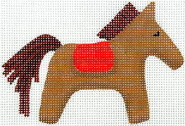 Mini/Bag Charm – Hermès Horse w/ Saddle – Browns & Orange      OM-444