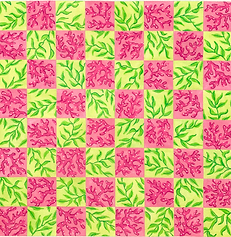 Chess/Checkers Board – Lilly-Inspired Coral & Vines – Pinks & Greens CHB-04