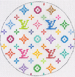 4” Round – Louis Vuitton Lv – Multi On White INSMC-34