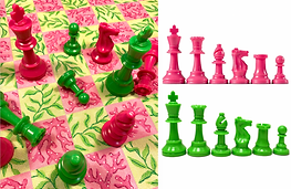 Accessory Set For Chess Board Chb-04 – Bright Pink & Green (2 Sets Of Chess Pieces) ACHS-04