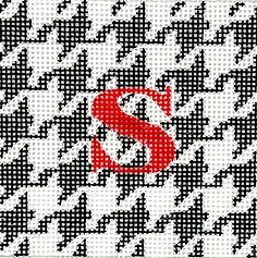 3” Square Insert – Houndstooth – Black & White w/ Red Letter (Specify Letter Or Blank) INSSQ3-09