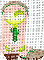 Mini Cowgirl Boot – Margarita w/ Limes & Ostrich Accents OM-396