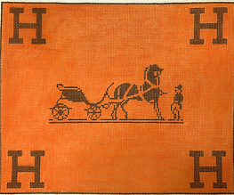 Hermès Calèche Logo & Corner H’S – Orange & Brown PL-431