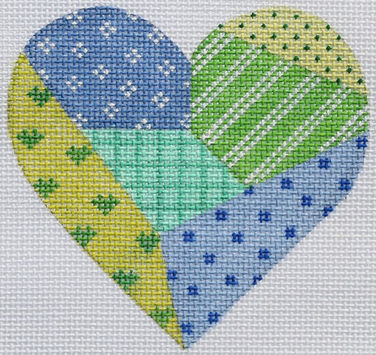 Mini Heart – Patchwork – Bright Blues & Greens OM-24