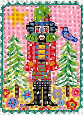 Nutcracker w/ Trees, Star & Bird On Pink Sky JE-XM-07