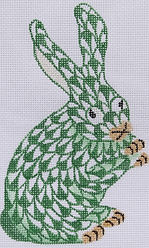 Mini Herend-Style Standing Bunny – Emerald w/ Gold OM-155