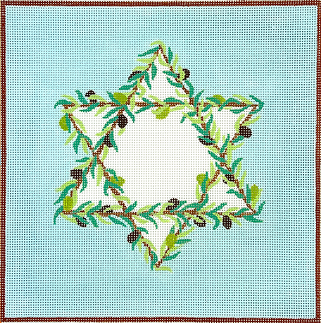 Tefillin Bag – Olive Branches Star Of David – On Light Sky Blue TEF-06