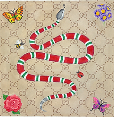 Designer Scarf Series – Gucci-Inspired Snake & Flowers PL-589