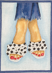 Here’S Looking At Shoe – Polka Dot Open-Toe Slides With Bows – White With Black PL-458