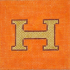 3” Square Insert – Hermès H – Orange With Gold & Brown INSSQ3-46
