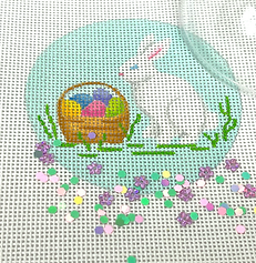 3” Round w/ Clear Dome & Confetti – Easter – Bunny w/ Basket Of Eggs OMD-34
