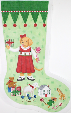 Kelly Rightsell Stocking – Yellow Dog Girl In Red Dress KR-STK-02