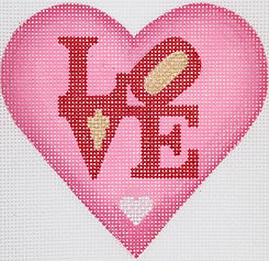 Valentine Mini Heart – Robert Indiana Style Love – Pinks, Red, Silver & Gold OM-255