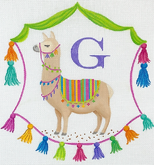 Monogram Crest – Llama w/ Blanket & Tassels (Specify Letter Or Blank) ALCR-05