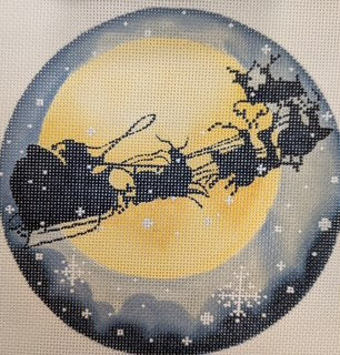 Santa and Reindeer Over Full Moon 2044