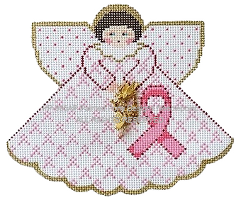 Angel with Charms: Pink Ribbons of Hope (White) PP995AP