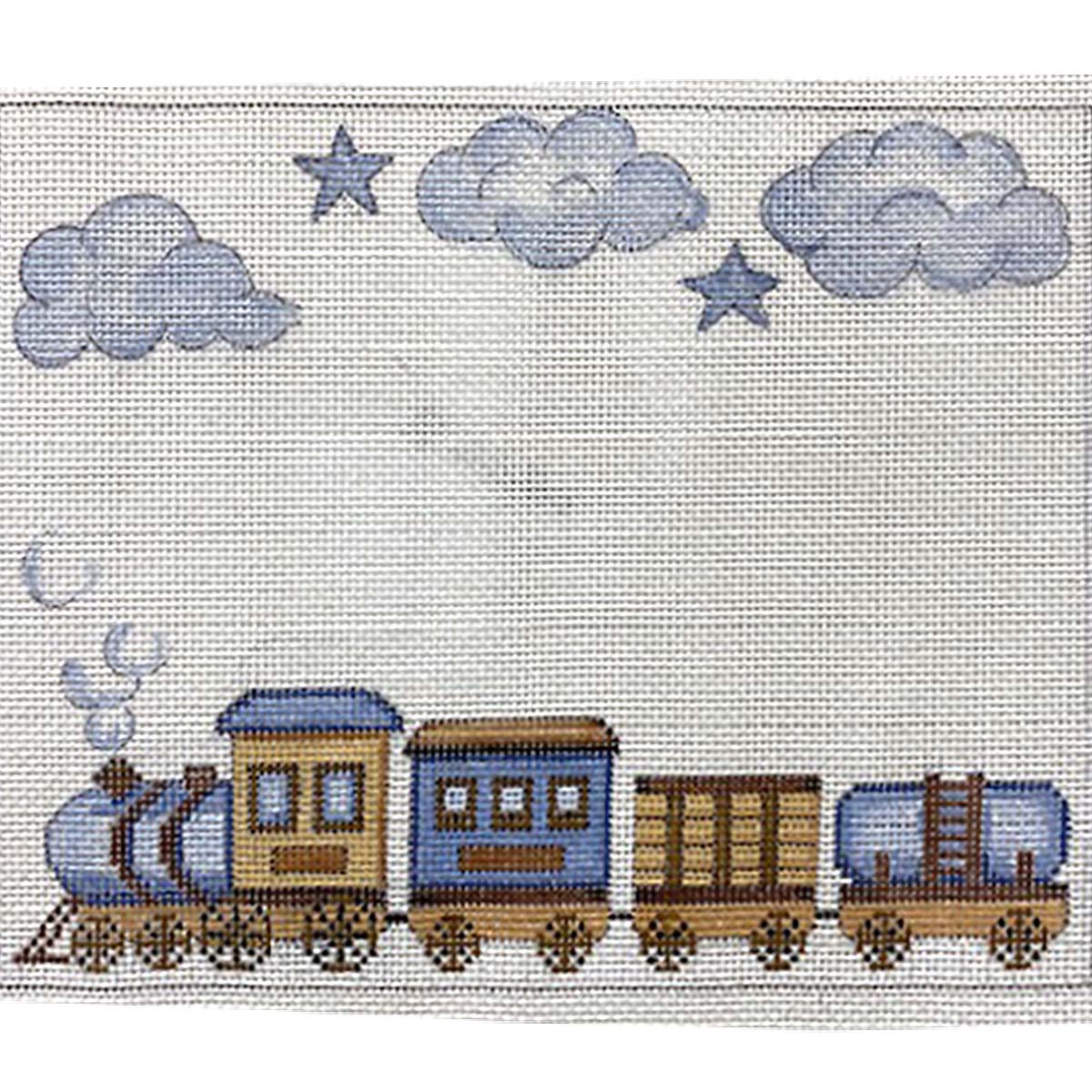 Blue And Brown Train Birth Announcmnt 3827