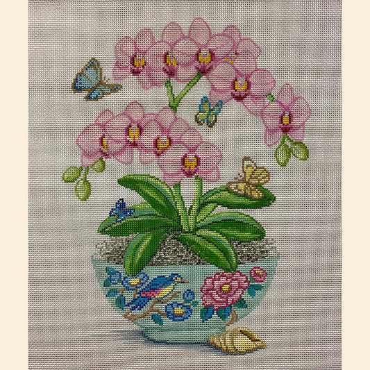 Pink Orchids In Vase 4251