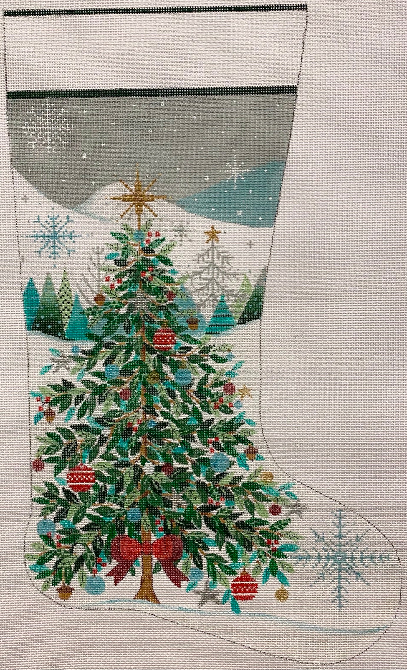 Christmas Tree W/Red Bow Stocking 4283