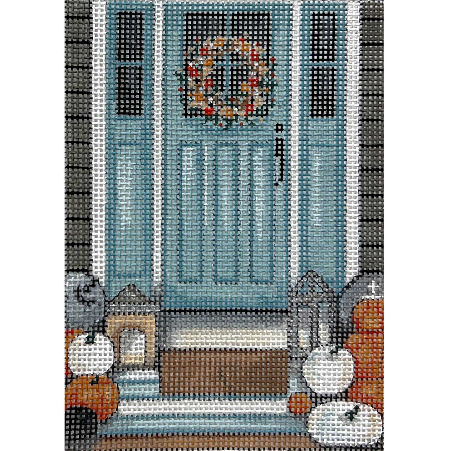 Pumpkin And Teal Door 4393