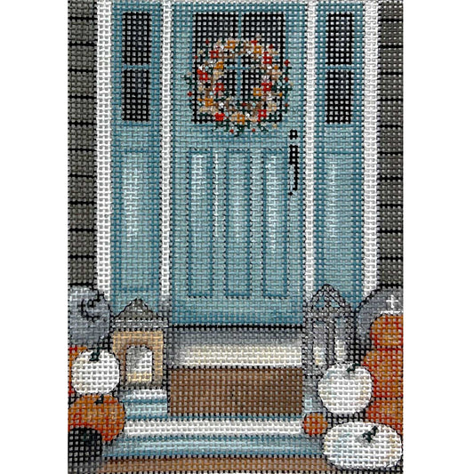 Pumpkin And Teal Door 4393