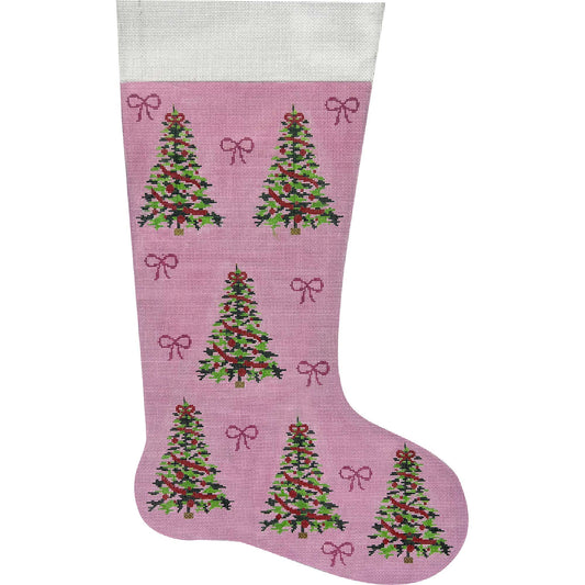Christmas Trees On Pink Stocking 4558