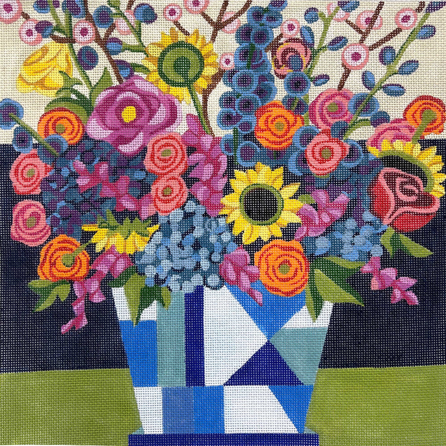 Flowers In Geometric Vase 4565