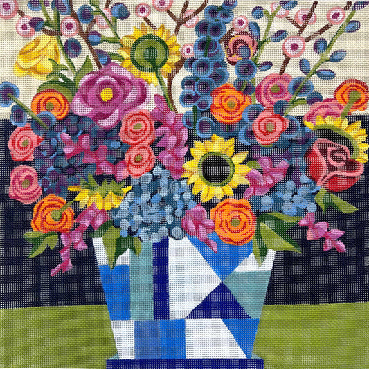 Flowers In Geometric Vase 4565