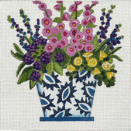 Blue/White Pot With Bouquet 4591